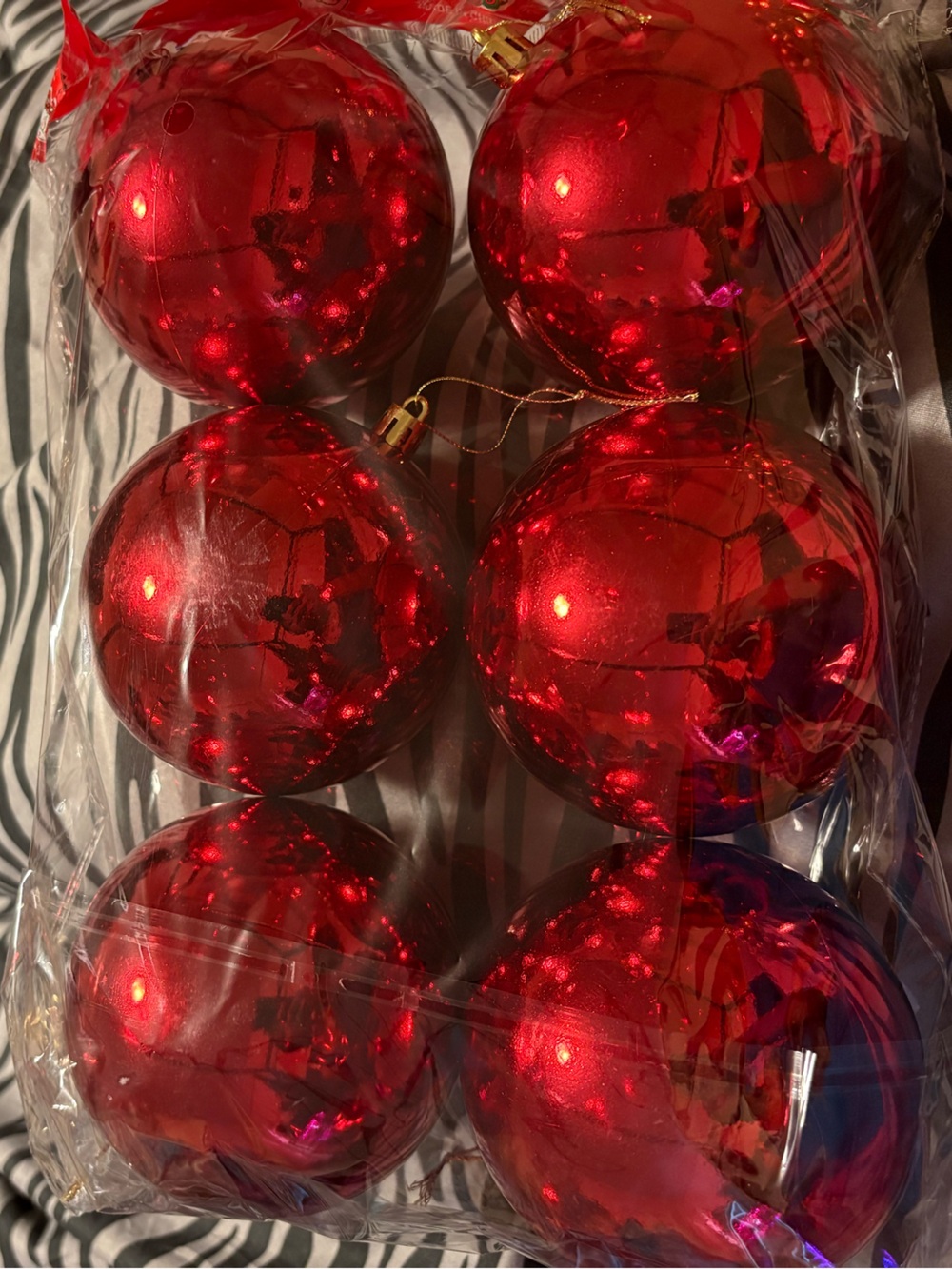 Red Holiday Shatterproof Christmas Ornaments (6-Pack)